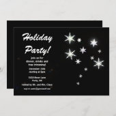 Star Sparkle Black Holiday Party Einladung (Vorne/Hinten)