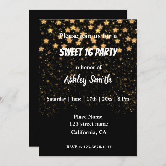 Star Starry Overlay Geburtstag Einladung (Vorne/Hinten)