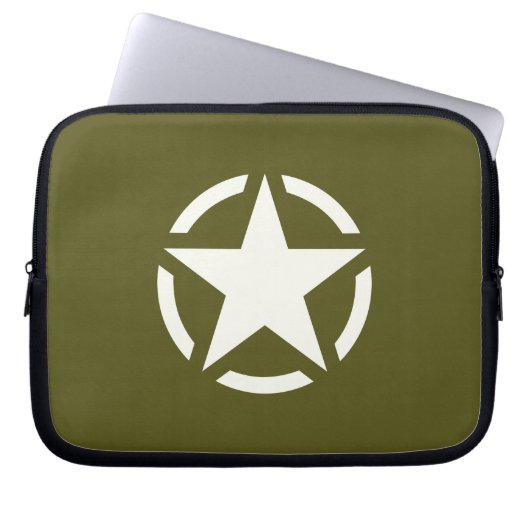 Star Stencil Classic auf Khaki Green Laptopschutzhülle (Vorderseite)