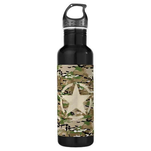 Star Stencil Classic Decal auf Camouflage Style Trinkflasche (Vorderseite)
