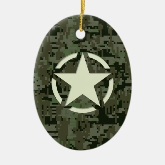 Star Stencil Digital Woodland Keramikornament (Vorne)