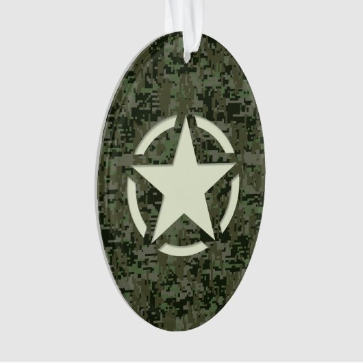 Star Stencil Digital Woodland Ornament (Vorderseite)