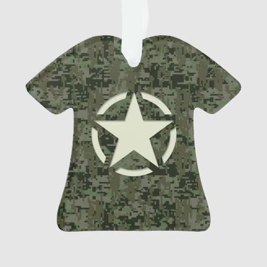 Star Stencil Digital Woodland Ornament (Vorderseite)