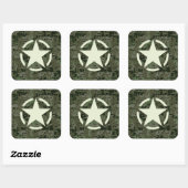 Star Stencil Digital Woodland Quadratischer Aufkleber (Blatt)