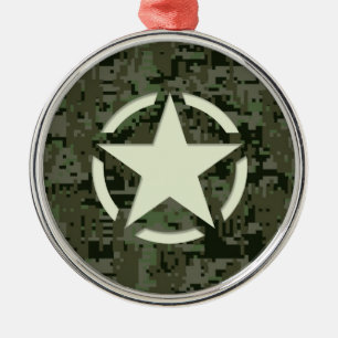 Star Stencil Digital Woodland Silbernes Ornament