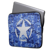 Star Stencil Graphic Decal Navy Blue Camouflage Laptopschutzhülle (Vorderseite Links)