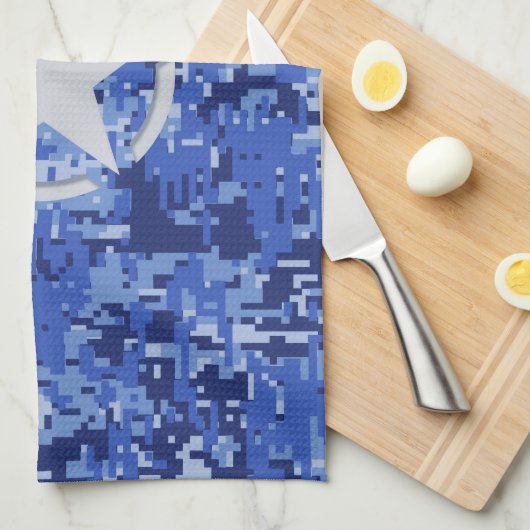 Star Stencil Retro Navy Blue Camouflage Geschirrtuch (Viertel Falte)