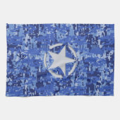 Star Stencil Retro Navy Blue Camouflage Geschirrtuch (Horizontal)