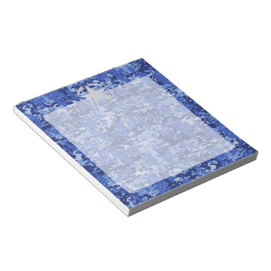 Star Stencil Retro Navy Blue Camouflage Notizblock (angewinkelt)