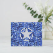 Star Stencil Retro Navy Blue Camouflage Postkarte (Stehend Vorderseite)