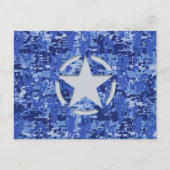 Star Stencil Retro Navy Blue Camouflage Postkarte (Vorderseite)