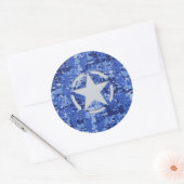Star Stencil Retro Navy Blue Camouflage Runder Aufkleber (Umschlag)