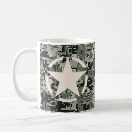 Star Stencil Style Khaki Digital Tarnlage Kaffeetasse (Links)