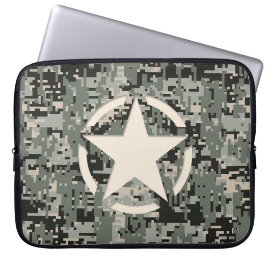 Star Stencil Style Khaki Digital Tarnlage Laptopschutzhülle (Vorderseite)