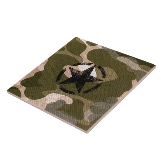 Star Stencil Vintag auf Camouflage Fliese (Seite)