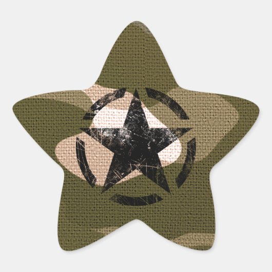 Star Stencil Vintag auf Camouflage Stern-Aufkleber (Vorderseite)
