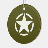 Star Stencil Vintag auf Khaki Green Keramikornament (Links)