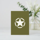 Star Stencil Vintag auf Khaki Green Postkarte (Stehend Vorderseite)