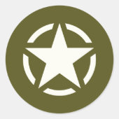 Star Stencil Vintag auf Khaki Green Runder Aufkleber (Vorderseite)