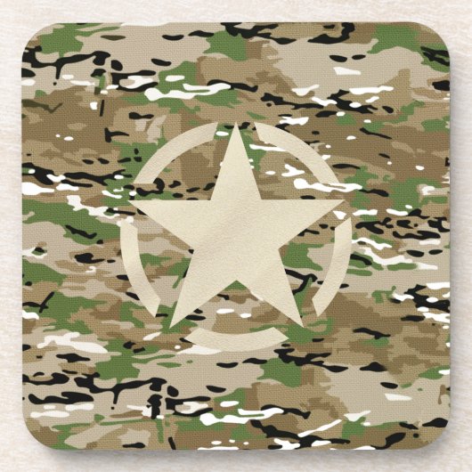 Star Stencil Vintag Camouflage Dekoration Getränkeuntersetzer (Vorderseite)