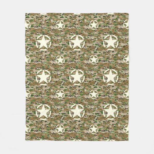 Star Stencil Vintag Decon Camouflage Color Fleecedecke (Vorderseite)