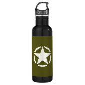 Star Stencil Vintag Khaki Green Edelstahlflasche (Vorderseite)