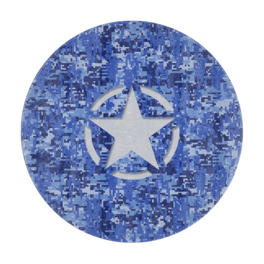 Star Stencil Vintag Navy Blue Digital Camouflage Schneidebrett (Vorderseite)