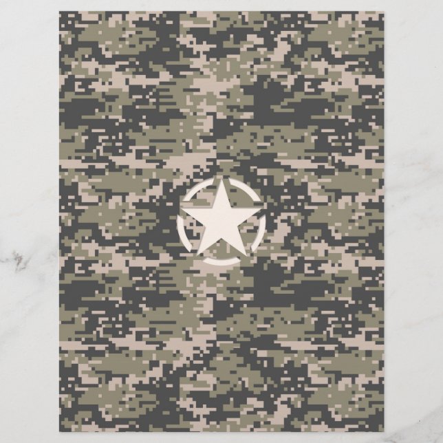 Star Stencil Vintag Tag Digital Khaki Style (Vorderseite)