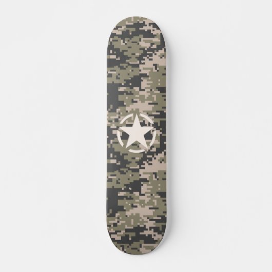 Star Stencil Vintag Tag Digital Khaki Style Skateboard (Vorne)