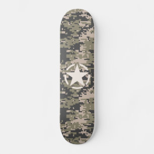Star Stencil Vintag Tag Digital Khaki Style Skateboard