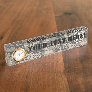 Star Stencil Vintage digitale Camouflage personali Namensplakette