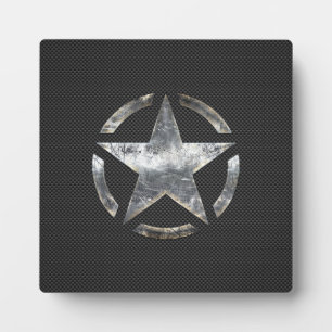 Star Stencil Vintage Tag Carbon Fiber Style Fotoplatte