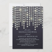 Star String Lights Dark Blue Brautparty Einladung (Vorderseite)
