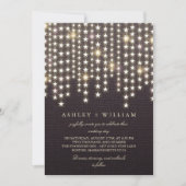Star String Lights Dark Burlap Abend Hochzeit Einladung (Vorderseite)