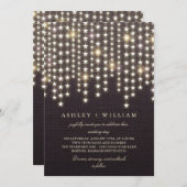 Star String Lights Dark Burlap Abend Hochzeit Einladung (Vorne/Hinten)