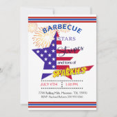 Star Stripes und Glitzern 4. Juli Barbecue Einladung (Vorderseite)