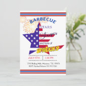 Star Stripes und Glitzern 4. Juli Barbecue Einladung (Stehend Vorderseite)