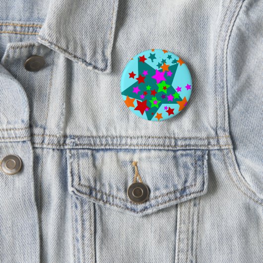 Star Struck Fun Sterne Aquamarin Rotes Rosa Limon  Button (Beispiel)