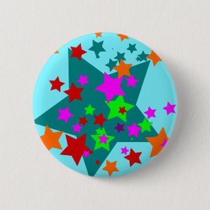 Star Struck Fun Sterne Aquamarin Rotes Rosa Limon  Button