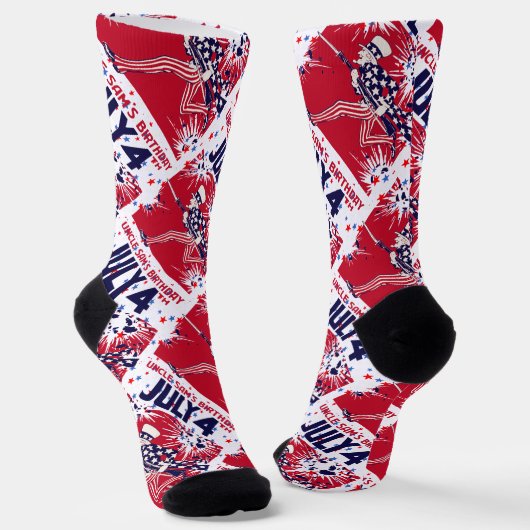 Star Studded Uncle Sam Birthday 4. Juli Socken (Gewinkelt)