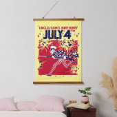 Star Studded Uncle Sam Birthday 4. Juli Wandteppich Mit Holzrahmen (Schlafzimmer)