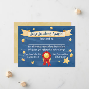 Star Student Award Certificate School Kinder 8.5x1 Ankündigung
