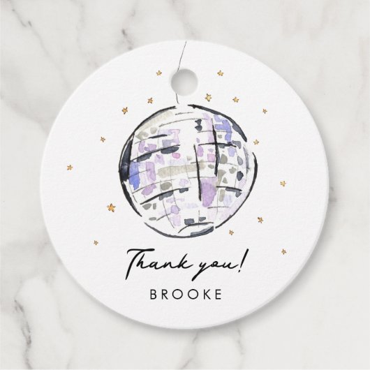 Star Studio Disco Ball Wasserfarbe Vielen Dank Geschenkanhänger (Vorderseite)