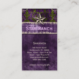 Star Suede Business Card Lila Green Visitenkarte