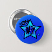 Star Super Baby Boy Blue Round Button (Vorne & Hinten)