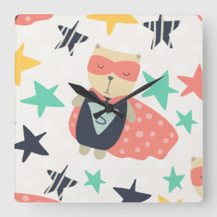 Star Super Hero Quadratische Wanduhr