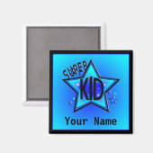 Star Super Kid Name Custom Blue Magnet (Vorderseite/Rückseite)