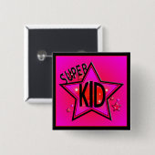 Star Super Kid Pink Sq Button (Vorne & Hinten)