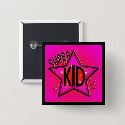 Star Super Kid Pink Sq Button (Vorne & Hinten)