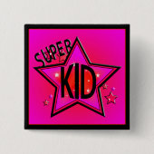 Star Super Kid Pink Sq Button (Vorderseite)
